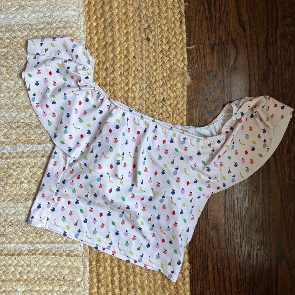 Kortni Jeane ruffled around micro fruit swim top size small